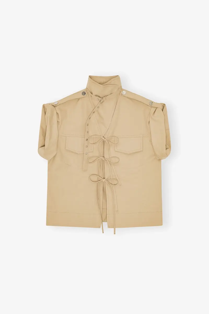 Beige Stretch Cotton Blouse