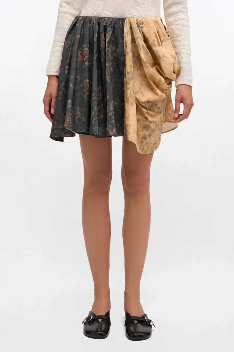 Black and Beige Drapey Skirt
