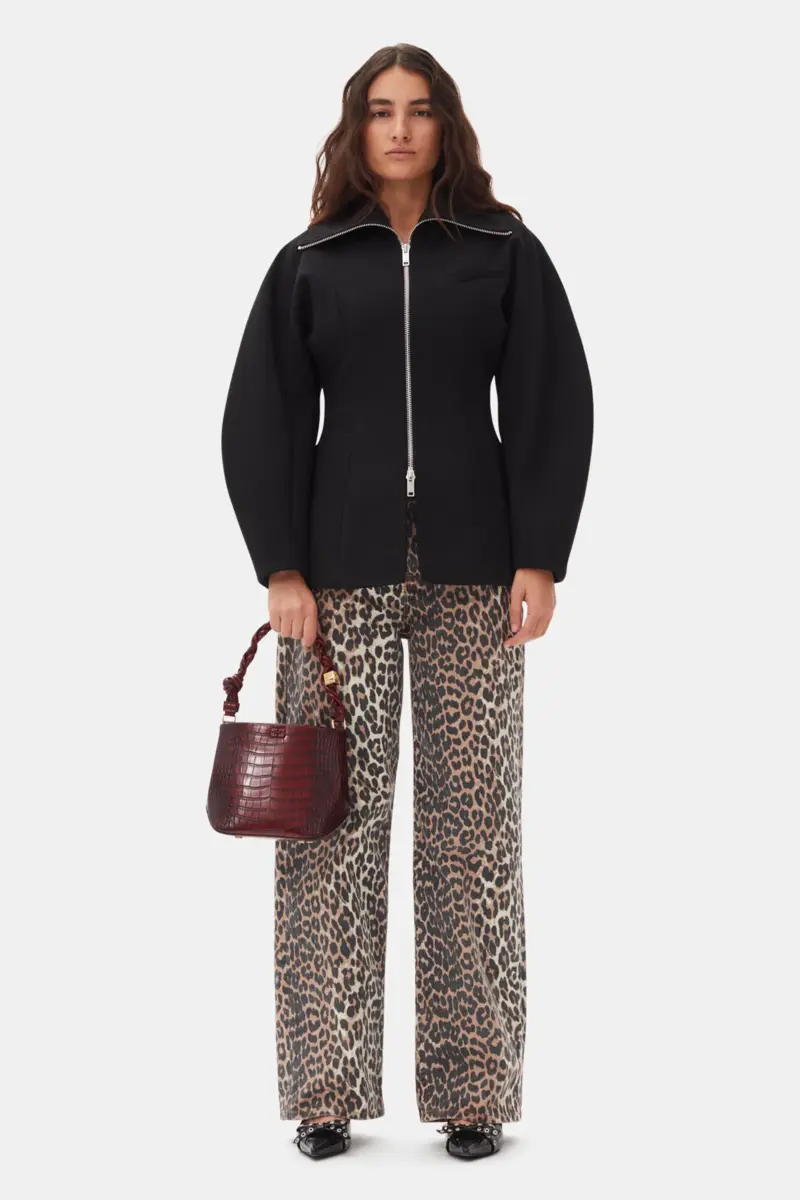 Black Bonded Crepe Curve Sleeve Jacket