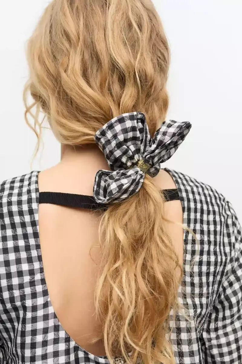 Black Check Scrunchie