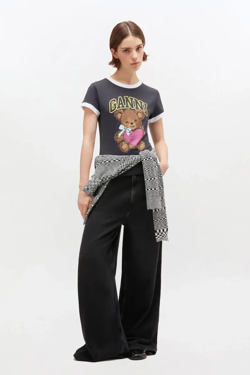 Black Cropped Teddy T-shirt