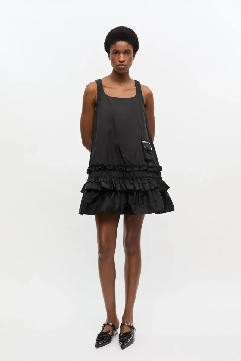 Black Duchesse Nylon Mini Dress