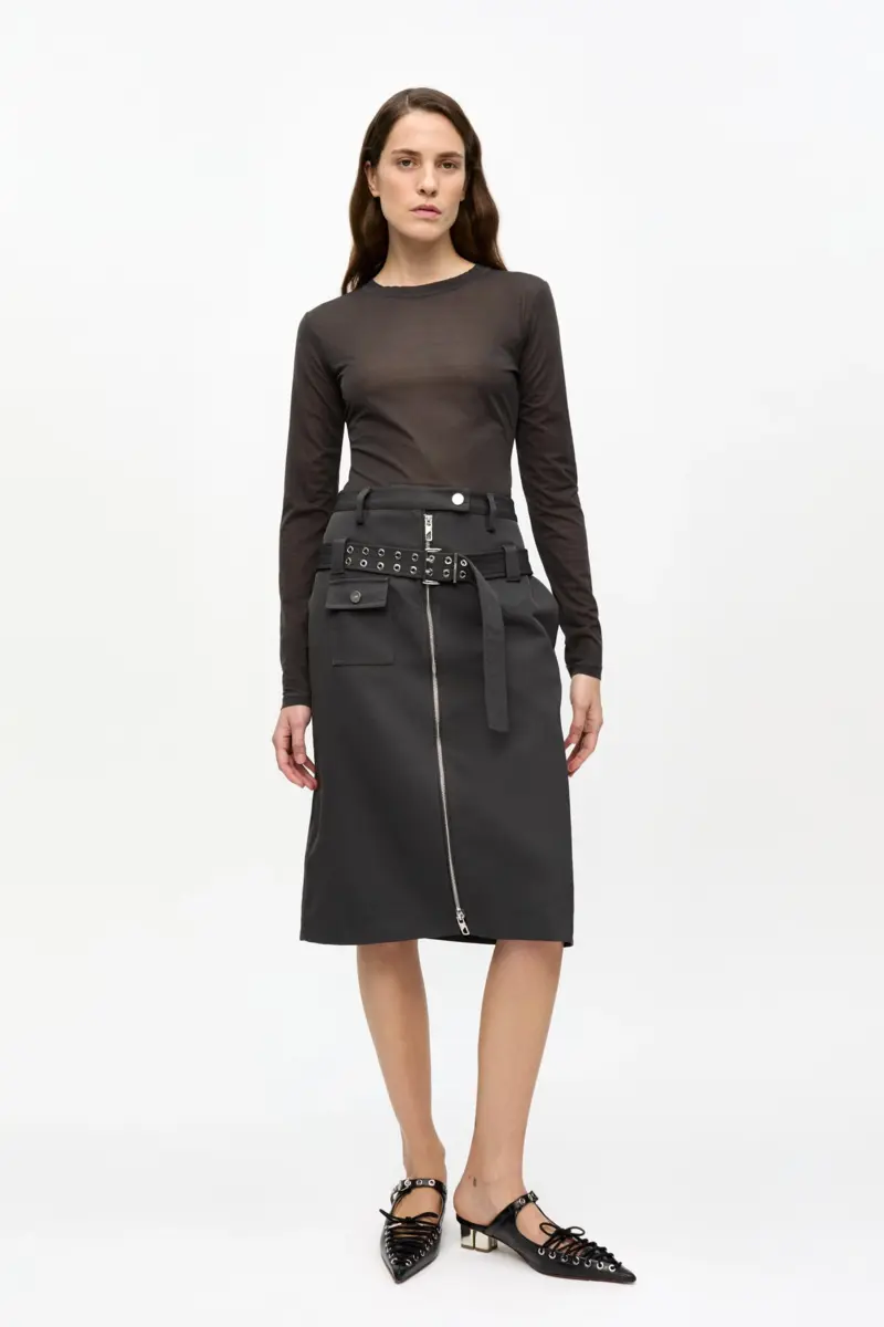 Black Sheer Mesh Jersey Long Sleeve Top