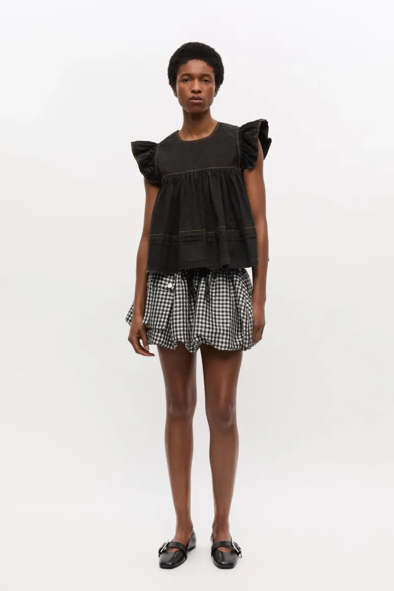 Black Washed Cotton Top