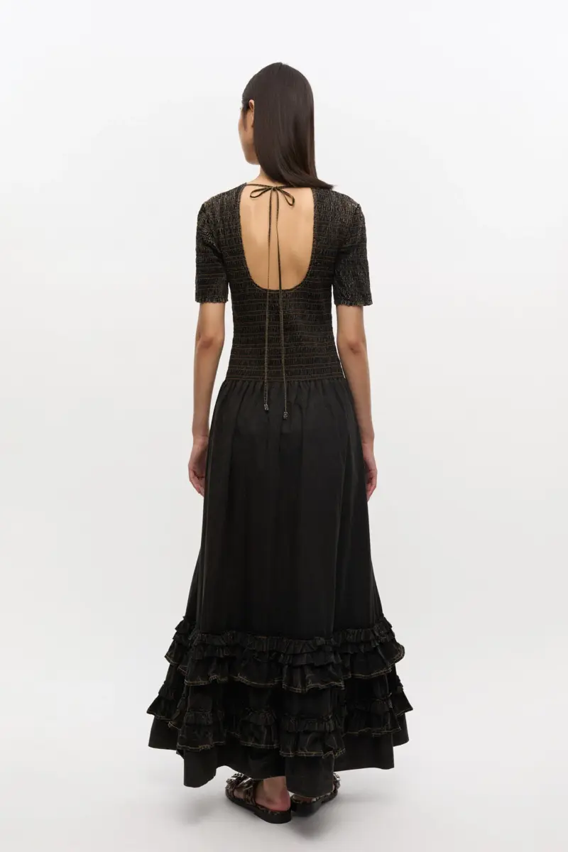 Black Washed Smock Dress