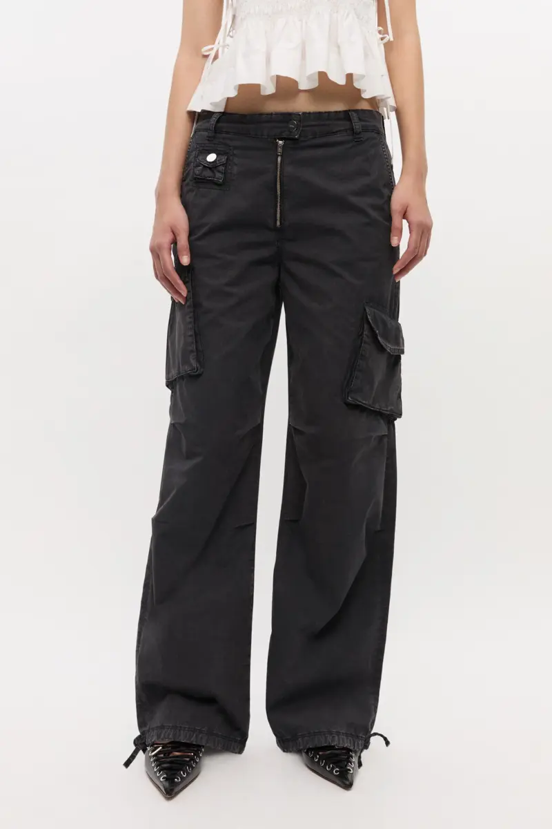 Black Washed Twill Trousers