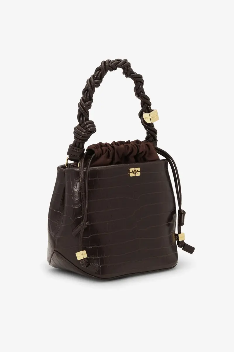 Brown Croco GANNI Bou Bucket Bag