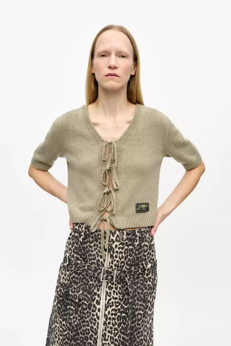 Brown Future Wool Mix Short Sleeve Cardigan