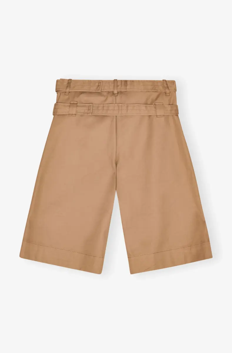 Camel Bonded Cotton Belt Shorts Camel Bonded Cotton Belt Shorts