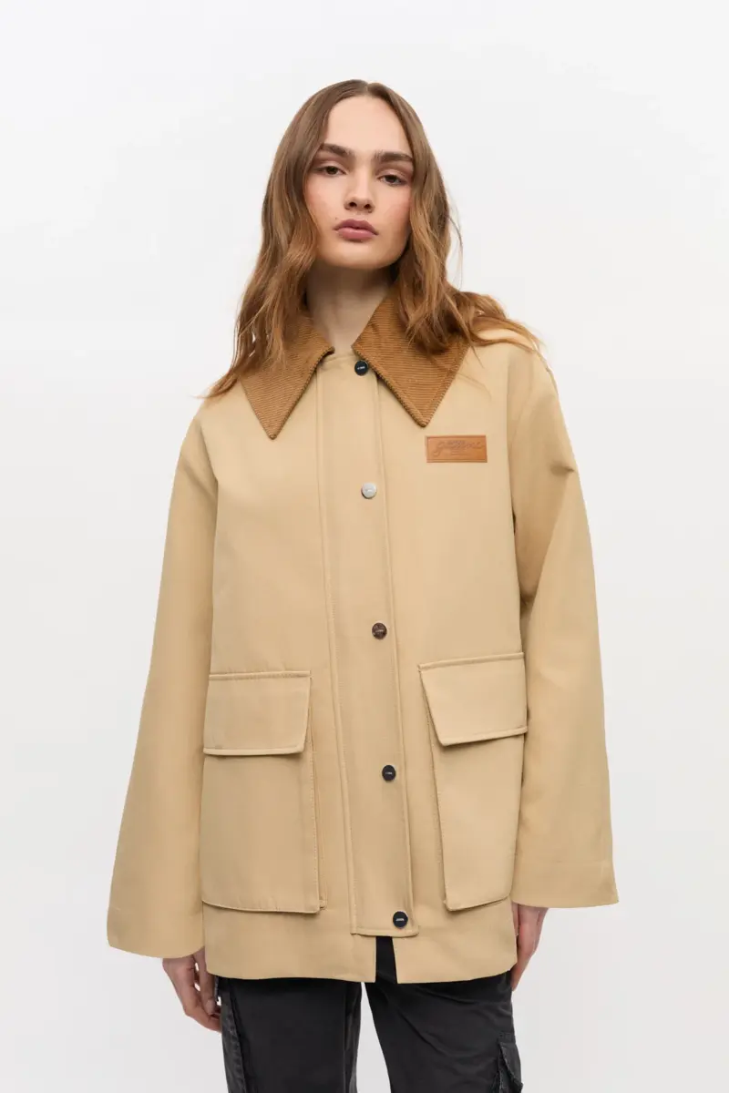 Camel Twill Midi Jacket