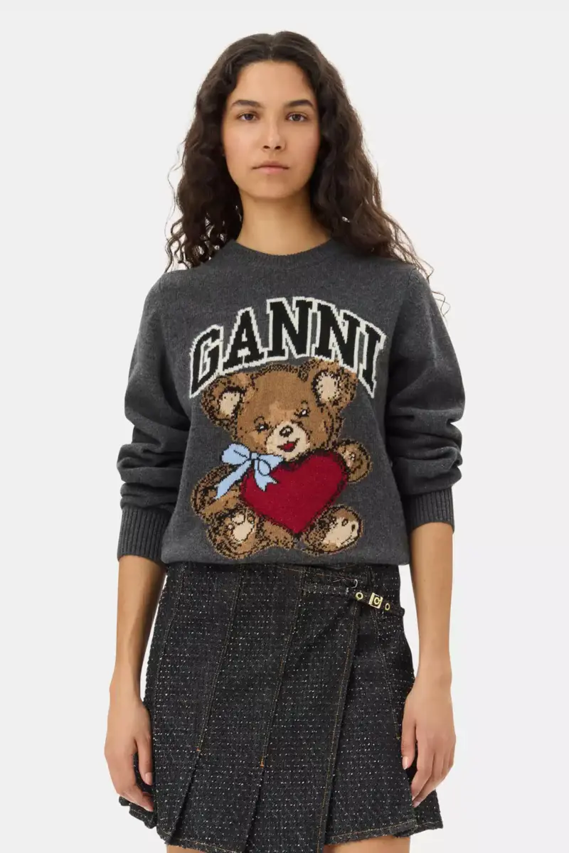 Dark Grey Graphic Bear Jumper