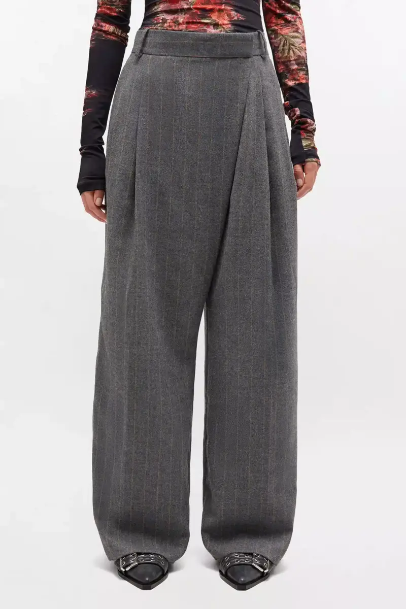 Grey Stripe Cross-over Trousers