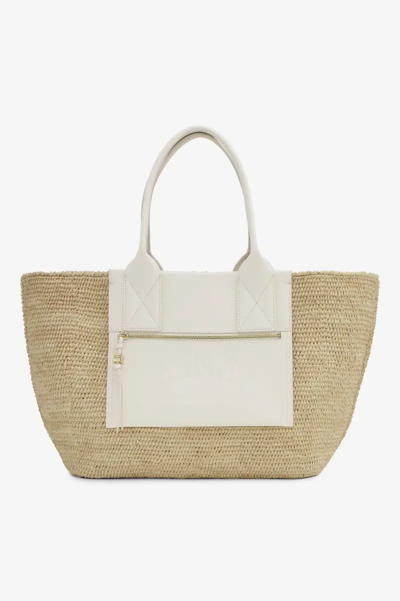 Ivory Medium Raffia Tote