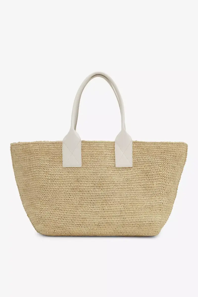 Ivory Medium Raffia Tote