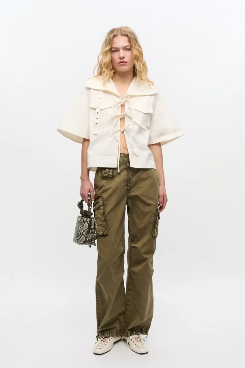 Ivory Stretch Cotton Blouse