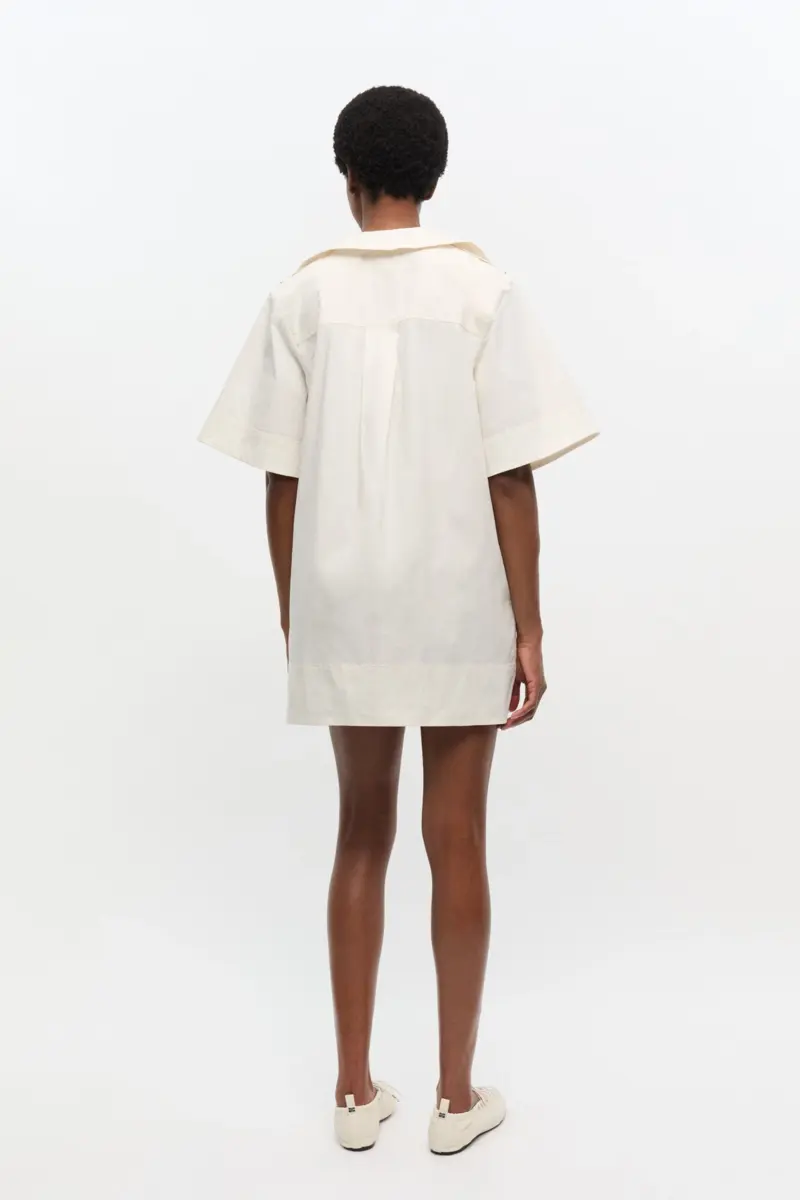 Ivory Stretch Cotton Mini Dress