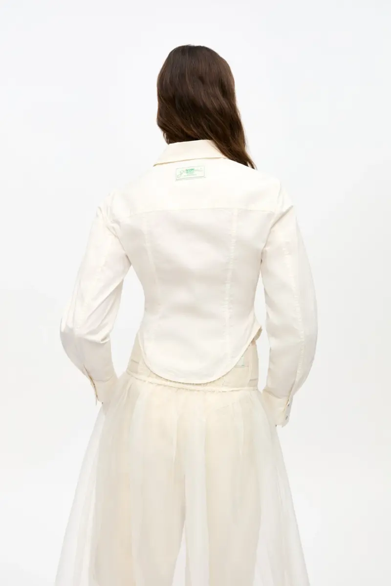 Ivory Washed Stretch Cotton Corset Shirt Ivory Washed Stretch Cotton Corset Shirt