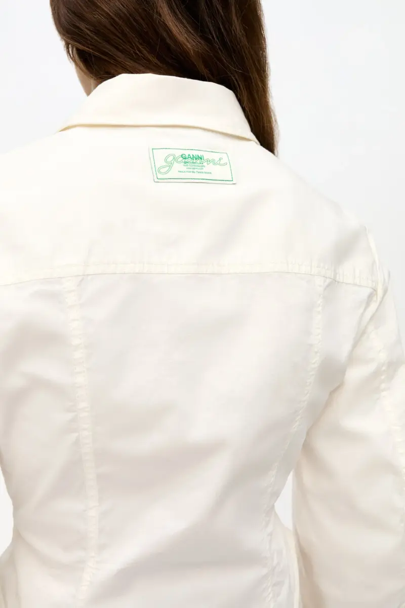 Ivory Washed Stretch Cotton Corset Shirt Ivory Washed Stretch Cotton Corset Shirt