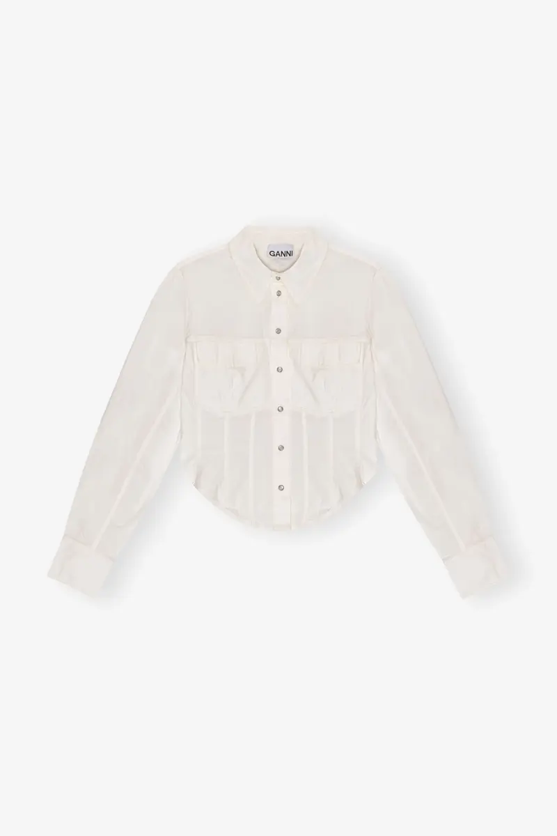 Ivory Washed Stretch Cotton Corset Shirt Ivory Washed Stretch Cotton Corset Shirt