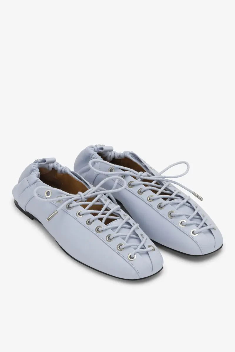 Lace-Up Ballerinas in Light Blue