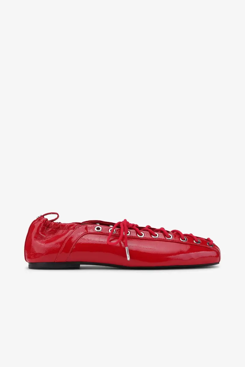 Lace-Up Ballerinas in Red Lace-Up Ballerinas in Red