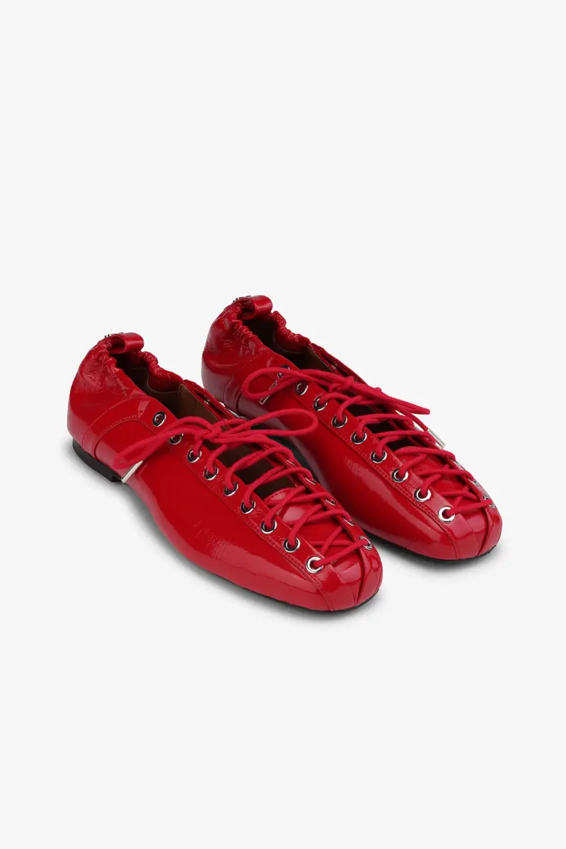 Lace-Up Ballerinas in Red Lace-Up Ballerinas in Red
