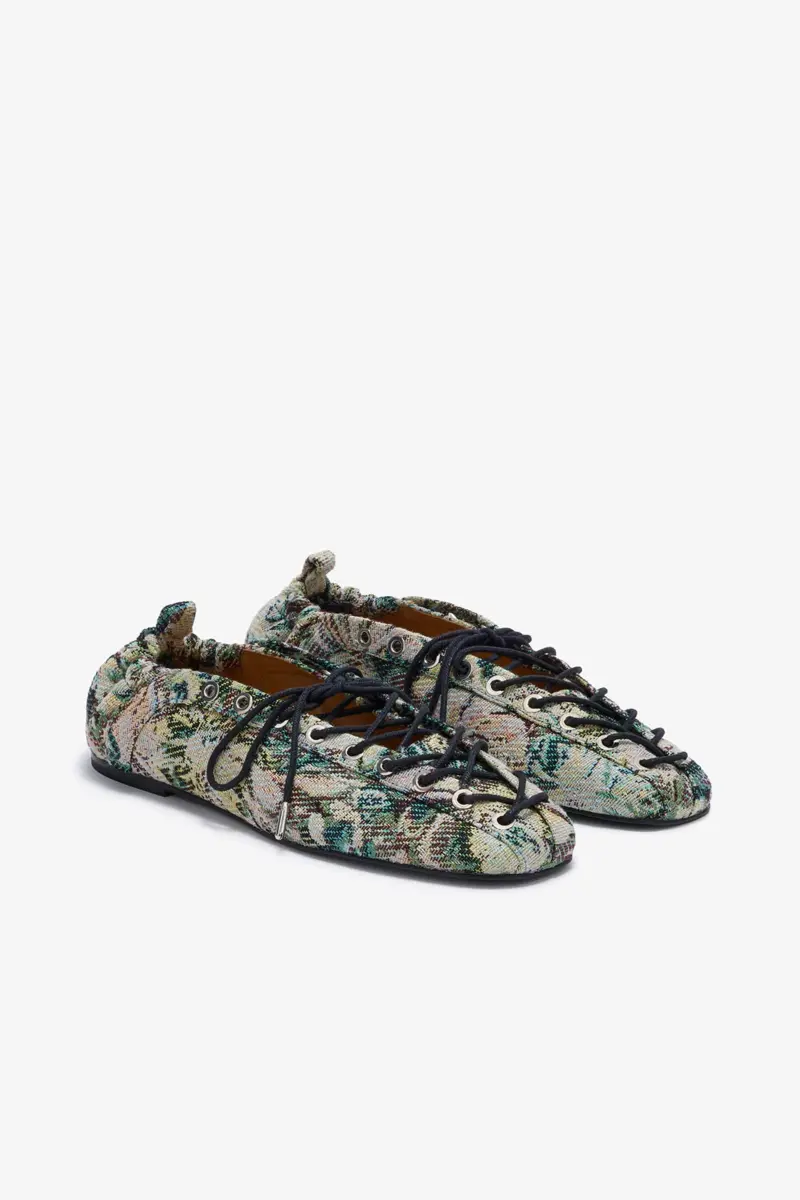 Lace-Up Ballerinas in Tapestry
