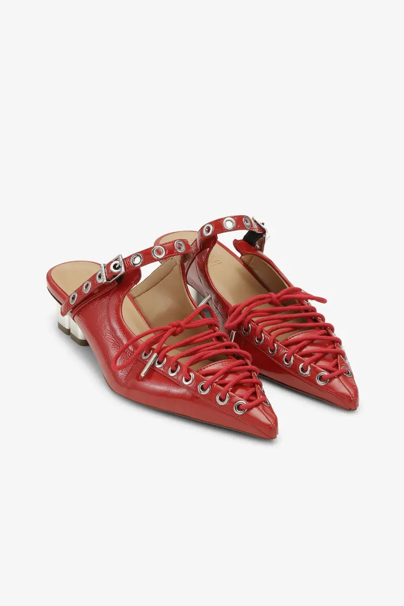 Lace-Up Mules in Red Lace-Up Mules in Red