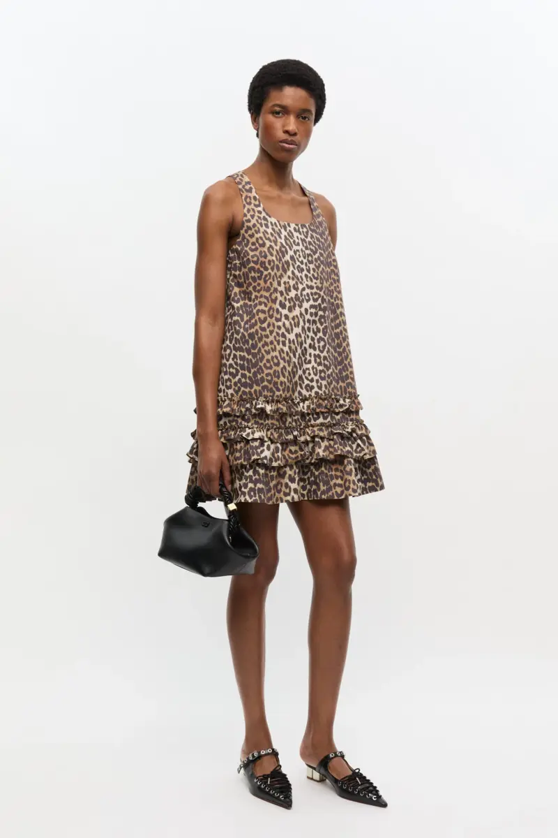 Leopard Cotton Poplin Mini Dress