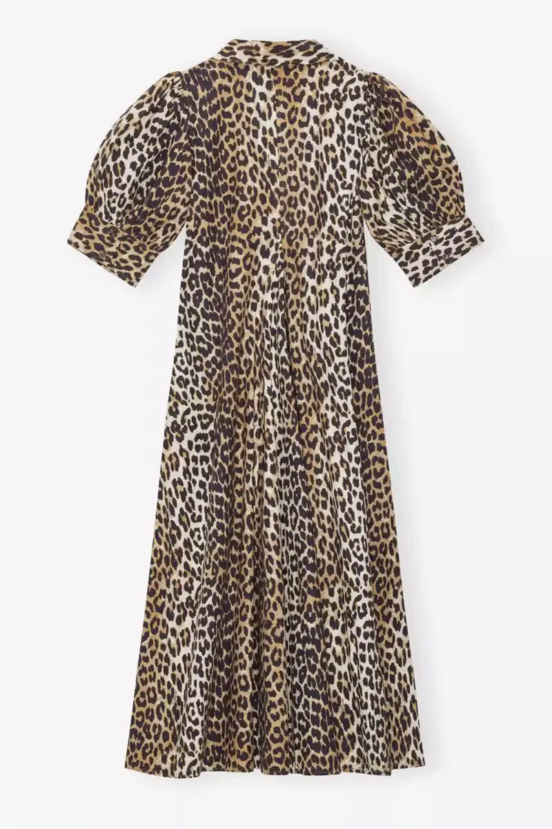 Leopard Cotton Poplin V-neck Maxi Dress Leopard Cotton Poplin V-neck Maxi Dress