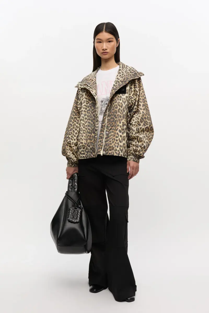 Leopard Print Nylon Jacket