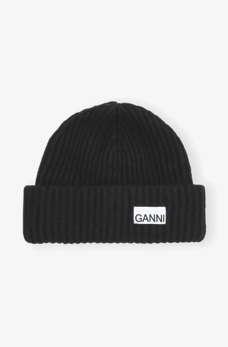 Oversized Wool Rib Knit Beanie