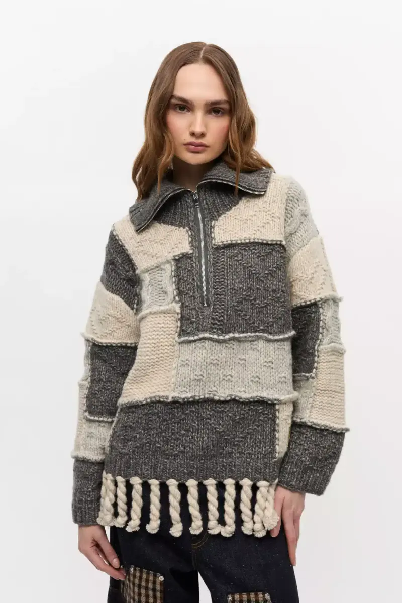 Patchwork Fringe Jumper