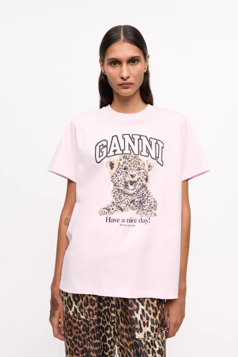Pink Basic Jersey Leopard Relaxed T-shirt