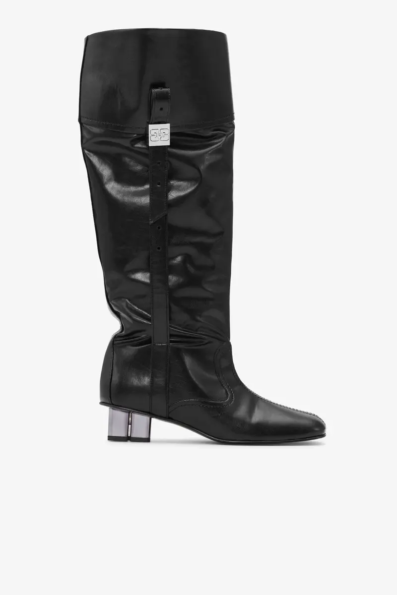 Slouchy Knee Boots in Black