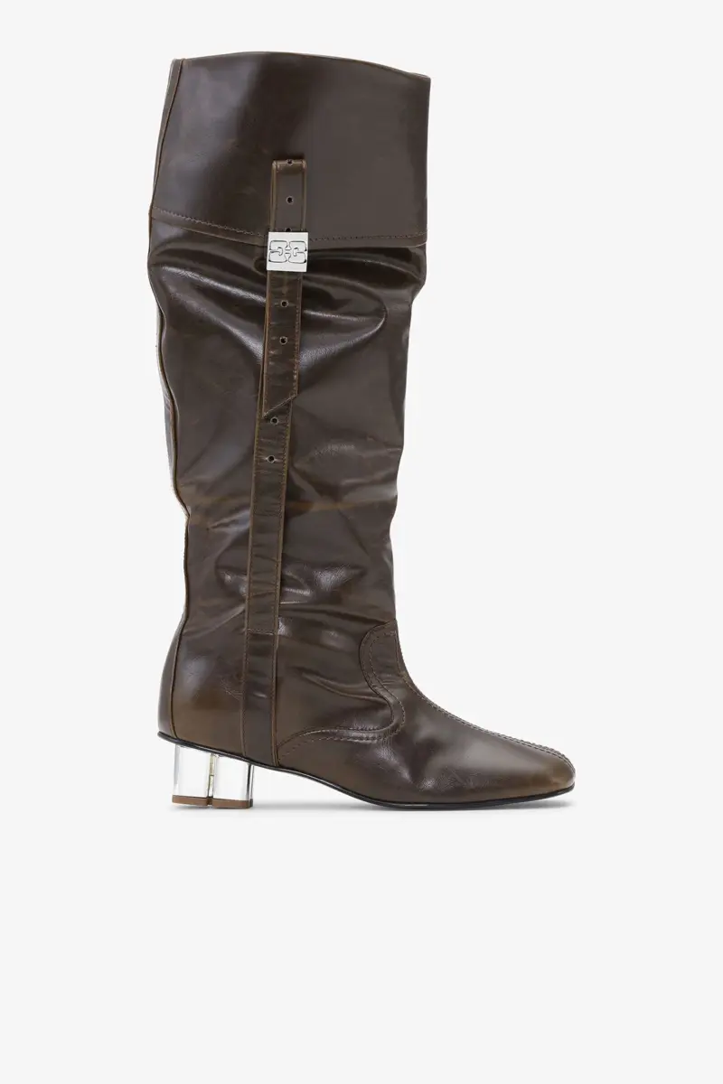 Slouchy Knee Boots in Dark Olive