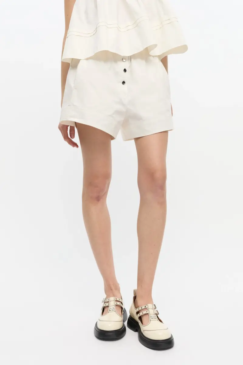 White Cotton Shorts