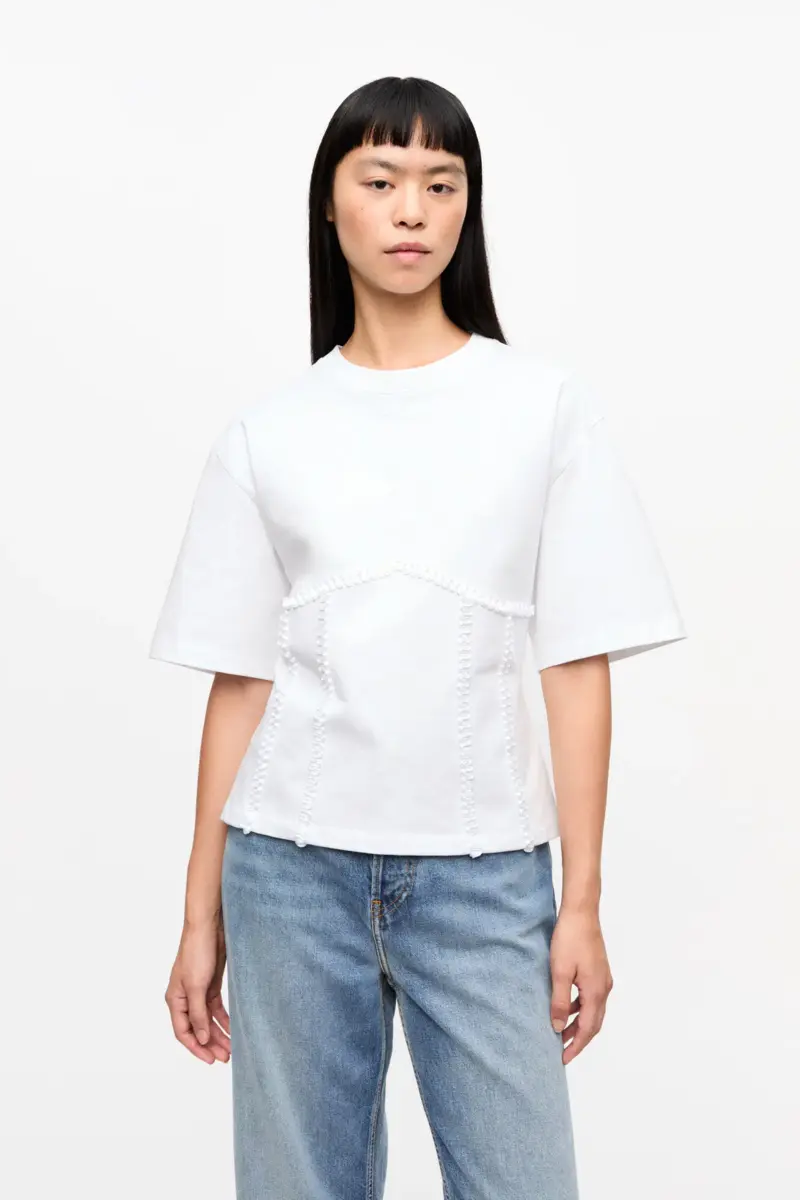 White Cotton Tie Back T-shirt